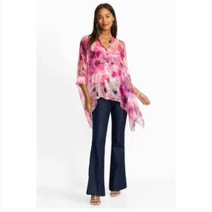 Johnny Was JADE Katia Silk Floral Irregular Oversized Blouse